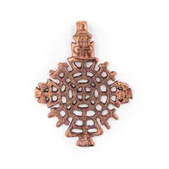 Awasa Ethiopian Copper Cross Pendant (65x50mm): Authentic Ethiopian East African Design for Jewelry & Necklace Making