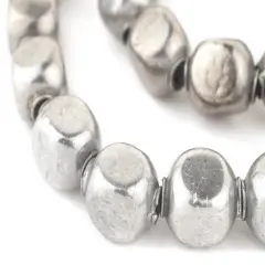 The Bead Chest Silver Rounded Rectangular Hollow Tribal Beads (18mm)