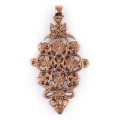 Adama Copper Coptic Cross Pendant (45x85mm): Authentic Ethiopian East African Design for Jewelry & Necklace Making