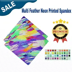Multi Feather Neon Printed Spandex
