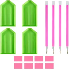 Diamond Painting Tools and Accessories,16 PCS Diamond Gem Art Tool Kits with Diamond Painting Pen,Glue Clay,Plastic Trays DIY Diamond Painting Accessories Art Supplies