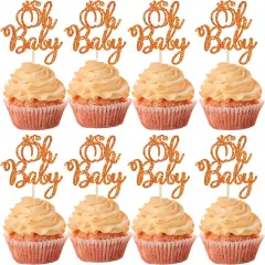 24Pcs Pumpkin Oh Baby Cupcake Toppers