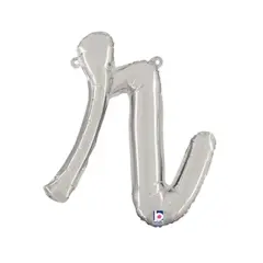 Betallic&reg; 14 Inch Script Letter R Silver Air Fill Only Balloon