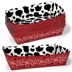 Big Dot of Happiness Western Hoedown Party Paper Food Trays, Disposable Double-Sided Food Holders for Nachos, Hot Dogs, French Fries - 12 Ct
