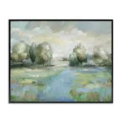 Stupell Industries Abstract Rural Meadow Stream Framed Giclee By Nan