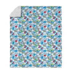 Smurfs Silk Touch Sherpa Throw Blanket Rainbow Smurfs