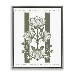 Stupell Industries Symmetrical Blossoms on Green Floating Frame By Lettered and Lined