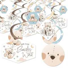Big Dot of Happiness We Can Bearly Wait - Teddy Bear Baby Shower Hanging Decor - Party Decoration Swirls - Set of 40