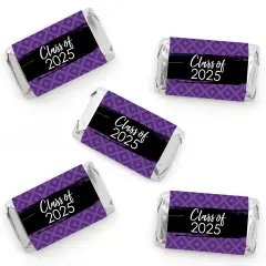 Big Dot of Happiness 2025 Purple Graduation Party - Mini Candy Bar Wrapper Stickers - Small Favors - 40 Count