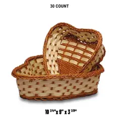 Two-Tone Bamboo Heart Baskets 10.25" x 9" x 3.125"