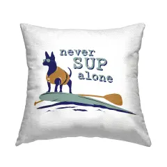 Never Paddleboard Alone Dog Outdoor Printed Pillow Design by Dog Is Good, 18 x 7 x 18