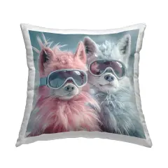 Foxes in Winter Goggles Decorative Printed Throw Pillow Design by Lazar Studio, 18 x 7 x 18