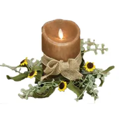 Bird's Eye Daisy Ring with Yellow Daisies and Soft Greenery for Candle Holders and Decorative Accents