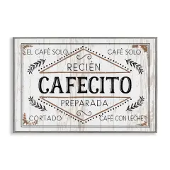 Stupell Industries Cafecito Reci&eacute;n Preparado Vintage Framed Giclee Art Gray Framed