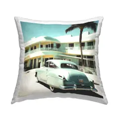 Classic Car at Motel Decorative Printed Throw Pillow Design by Noah Bay, 18 x 7 x 18