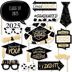 Big Dot of Happiness Hello College - 2025 Graduation Party Photo Booth Props Kit - 20 Count