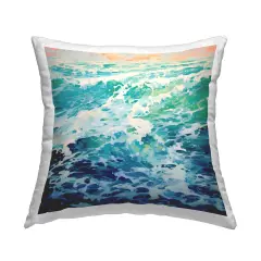 Cascading Ocean Splash Decorative Printed Throw Pillow Design by Irena Orlov, 18 x 7 x 18