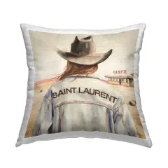 Glam Brunette Cowgirl Outdoor Printed Pillow Design by Amanda Greenwood, 18 x 7 x 18