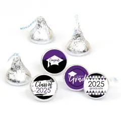 Big Dot of Happiness 2025 Purple Graduation Party Round Candy Sticker Favors - Labels Fits Chocolate Candy (1 Sheet of 108)
