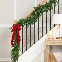 Northlight Real Touch&trade; Pre-Lit Mixed Noble Spruce Garland - 9' x 14" - Clear Lights Green