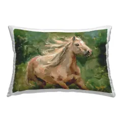 Dashing Horse in Nature Decorative Printed Throw Pillow Design by Victoria Barnes, 14 x 7 x 20