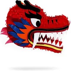 Dragon Pinata - Chinese Head, Birthday Party Supplies, 2025 Chinese New Year Decorations (16.5x11x3 In)