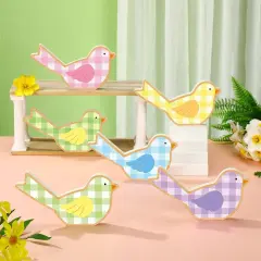6 Pcs Spring Bird Decor for Home Wooden Birds