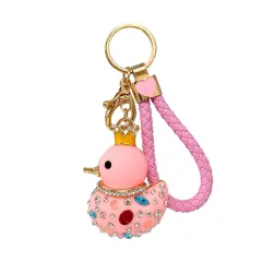 Wrapables Glamorous Crystal Rhinestone Ducky Keychain, Pendant Bag Charm, Pink