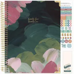 bloom daily planners 2025-26 Academic Planner, Hard Cover, 8.5" x 11", Emerald Paint Strokes