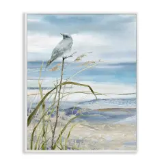 Stupell Industries Bird on Beach Shore Framed Giclee Art White Frame