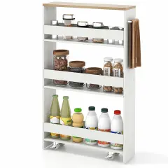 Costway Rolling Kitchen Slim Storage Cart Mobile Shelving Organizer w/ Handle