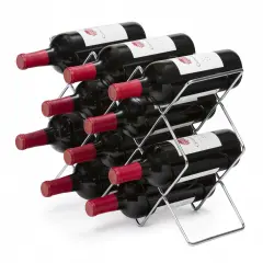 Mango Steam Modern Hexagon 10-Bottle Metal Wine Rack Silver
