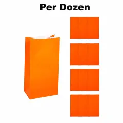 Paper Treat Bags 5"x 10" - 12 Pc Orange