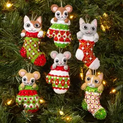 Bucilla Felt Ornaments Applique Kit Set Of 6-Paws & Whiskers