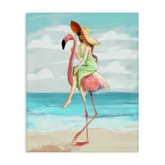 Stupell Industries Beach Woman Riding Flamingo Canvas Wall Art