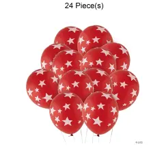 Stars 11" Latex Balloons 24 Pc Red