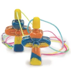 S&S Worldwide Sand Art Cross Necklace Craft Kit, Create Colorful Cross Necklaces By Layering Included Sand, Great Group Project for Kids, Church Camp, Sunday School, 2" W x 3" H, 36" Cord, Pack of 24