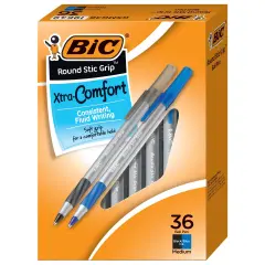 Round Stic Grip Xtra Comfort Ballpoint Pens, Medium Point (1.2mm), Assorted Colors, 36-Count Pack, Assorted Pens for Office Supplies
