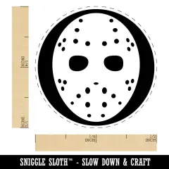 Hockey Mask Goalie Scary Halloween Self-Inking Rubber Stamp for Stamping Crafting Planners Orange