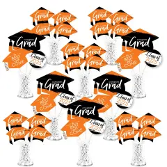 Big Dot of Happiness 2025 Orange Graduation Party Centerpiece Sticks - Showstopper Table Toppers - 35 Pieces
