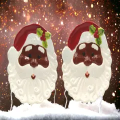 Ceramic African American Set Of 2 Santa Plates, Home D&eacute;cor, Gift for Her, Gift for Mom, Kitchen D&eacute;cor, Christmas D&eacute;cor