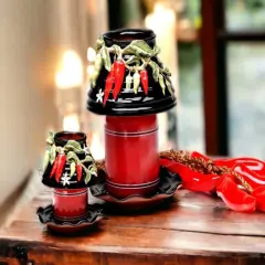 Ceramic Large Size Chili Pepper Candle Shade and Base, Home D&eacute;cor, Gift for Her, Gift for Mom, Kitchen D&eacute;cor, Farmhouse D&eacute;cor