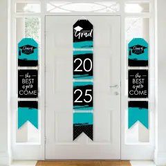 Big Dot of Happiness Teal Grad - Best is Yet to Come - Hanging Vertical Paper Door Banners - 2025 Turquoise Party Wall Decor Kit- Indoor Door Decor