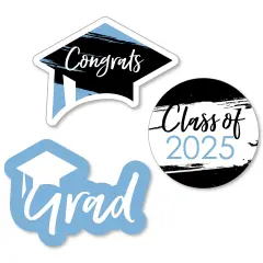 Big Dot of Happiness Light Blue 2025 Graduation Party - DIY Shaped Cut-Outs - 24 Count