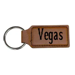 Keychain - Rectangle - Vegas - Leather Rawhide/Black