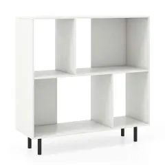 Costway Open Shelf Bookcase Mid Century Modern Cube Bookshelf with 4 Compartments Natural/White/Black