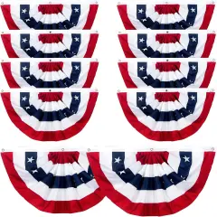 1.5 x3 Ft USA Pleated Fan Flag, American Patriotic Flag Bunting for Outside, Bunting Flags Outdoor Indoor for 4th of July Decorations (Set of 10)