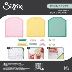 Sizzix Thinlits Set 17/Pkg, Snap and Swap by 49 and Market-Large Tags