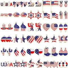 60PCS Patriotic Charms 4th of July Pendants for Jewelry Making
