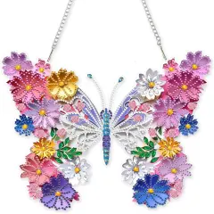 Diamond Painting Pendant Kit Butterfly, Special Crystal Diamonds Painting Ornament Kit for Adults, 9.8x8.5inch Acrylic Board Gem Painting Box Kit